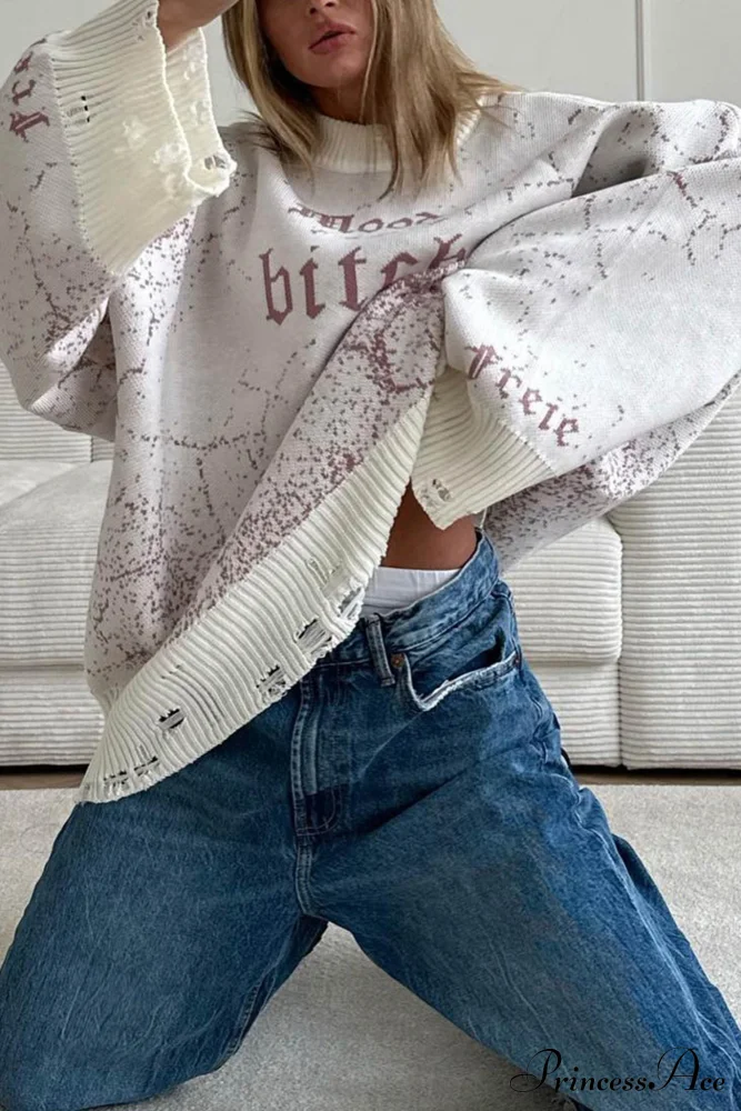 Embroidered Distressed Pullover Sweater - Image 15