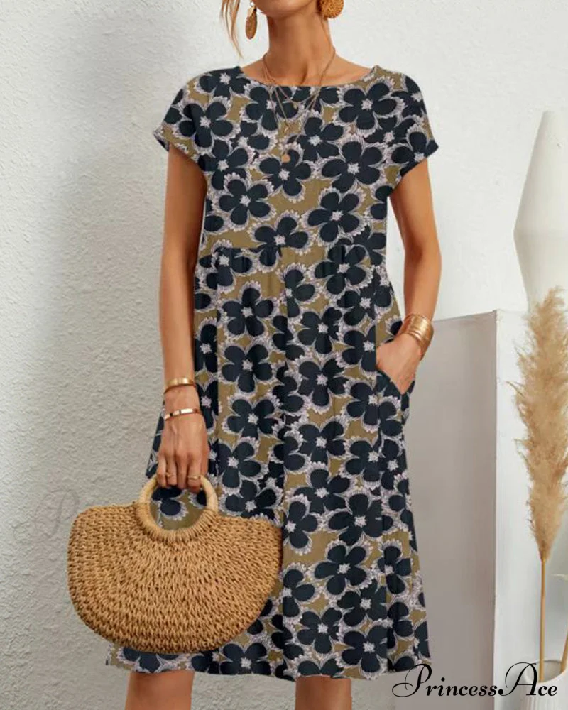 Floral Round Neck Dress - Image 3