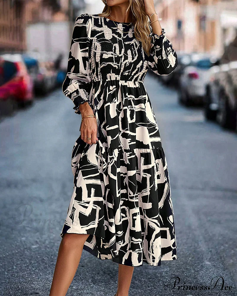 Printed dress with gathering - Image 2