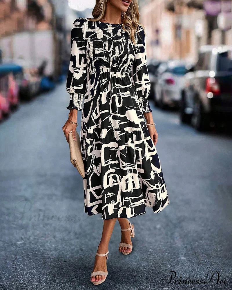 Printed dress with gathering - Image 4