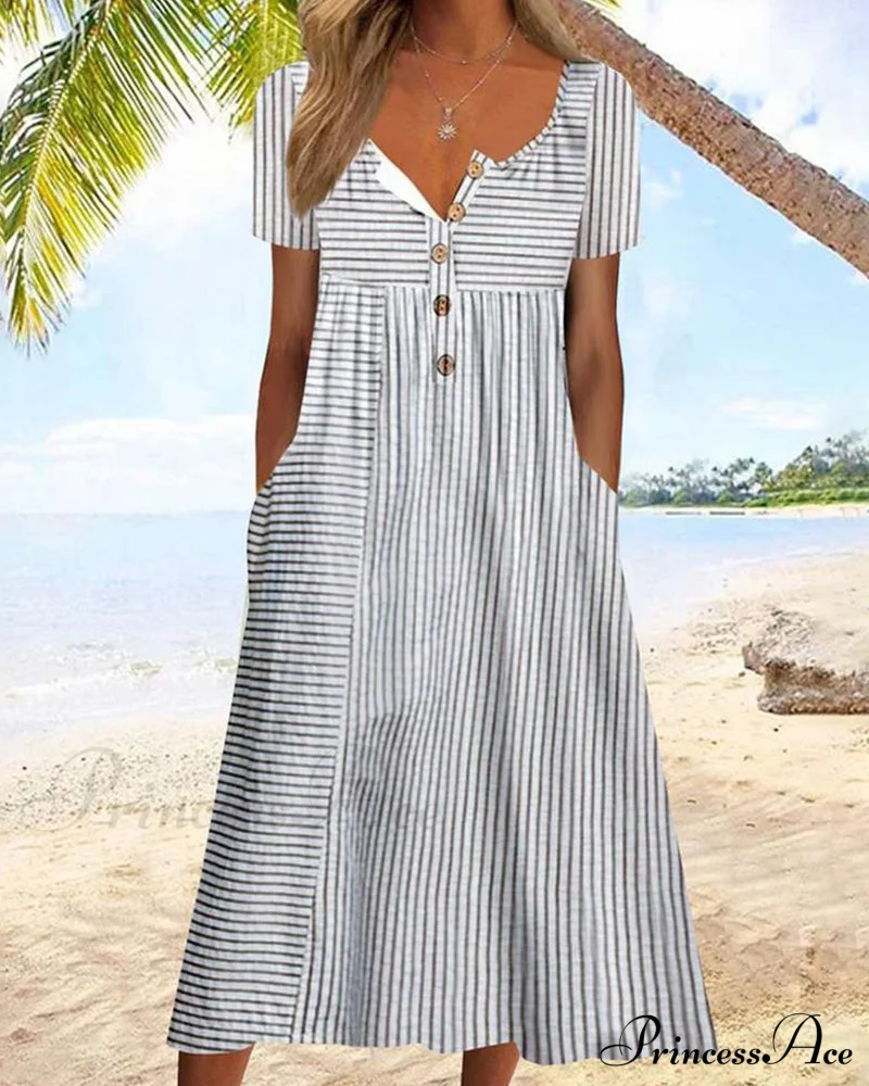 Striped Short Sleeve Dress