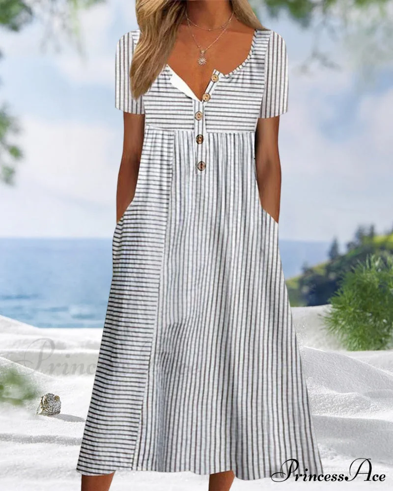 Striped Short Sleeve Dress - Image 3
