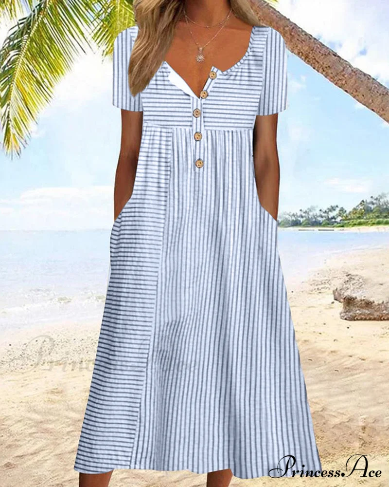 Striped Short Sleeve Dress - Image 5