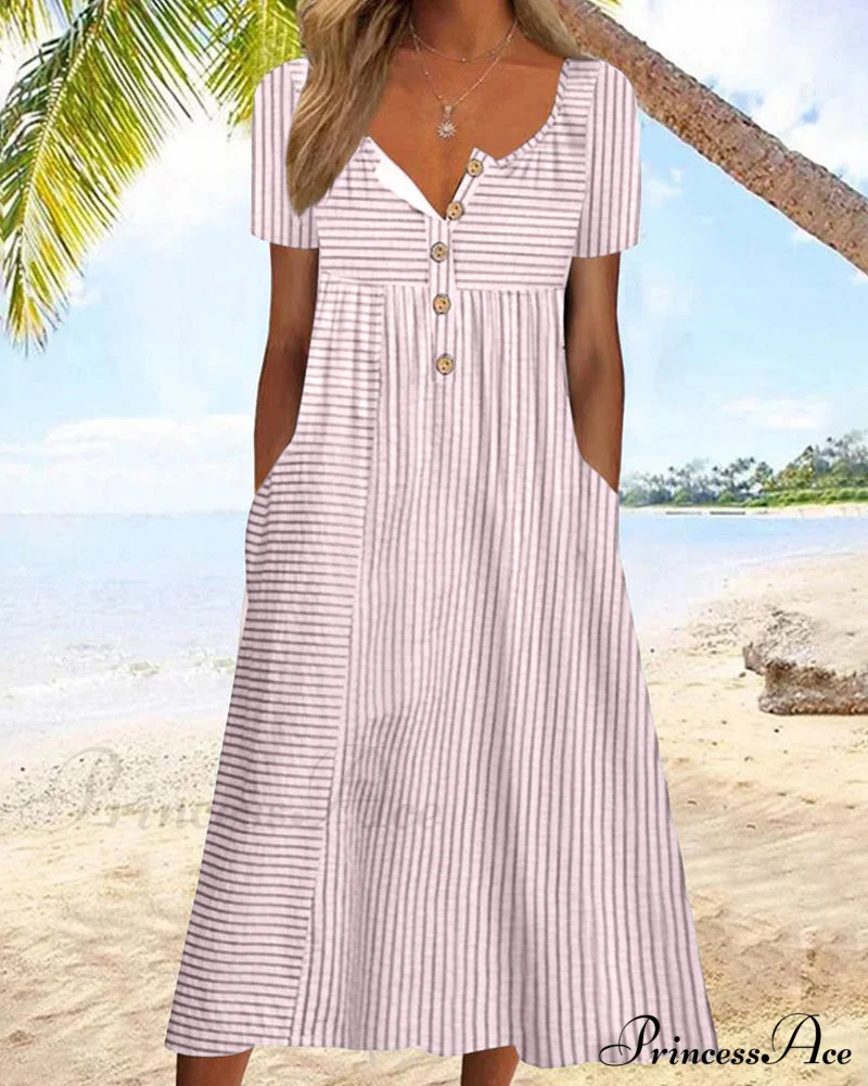 Striped Short Sleeve Dress - Image 6
