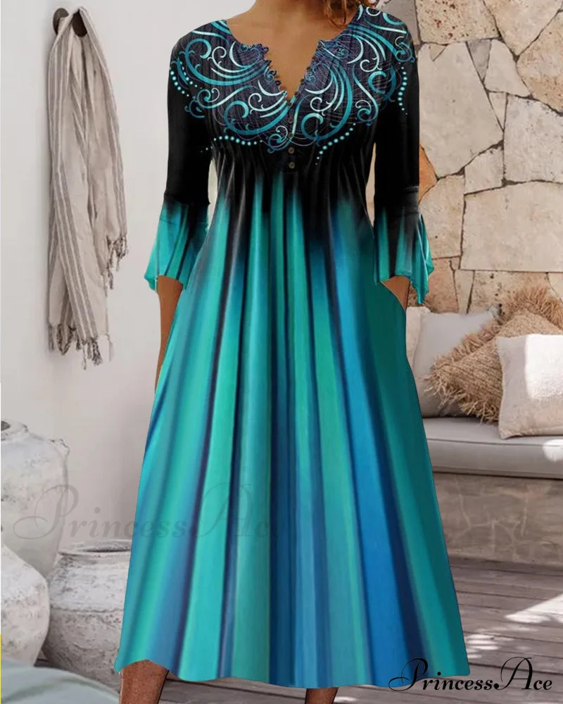 Gradient V-neck Dress - Image 3