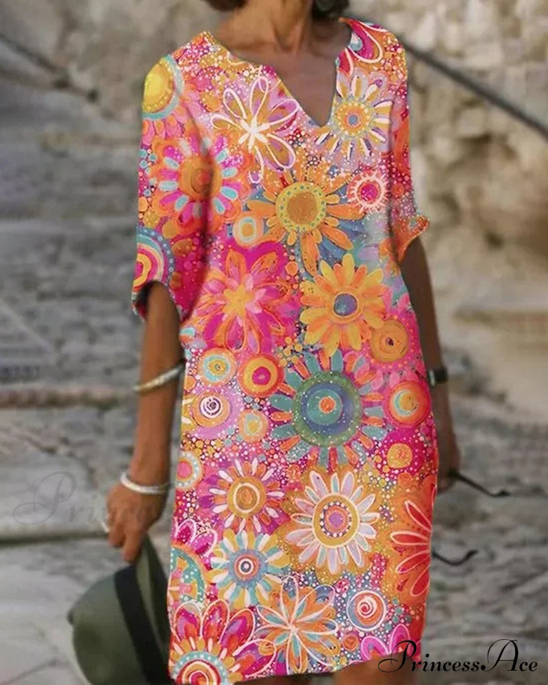 Colorful half sleeve dress