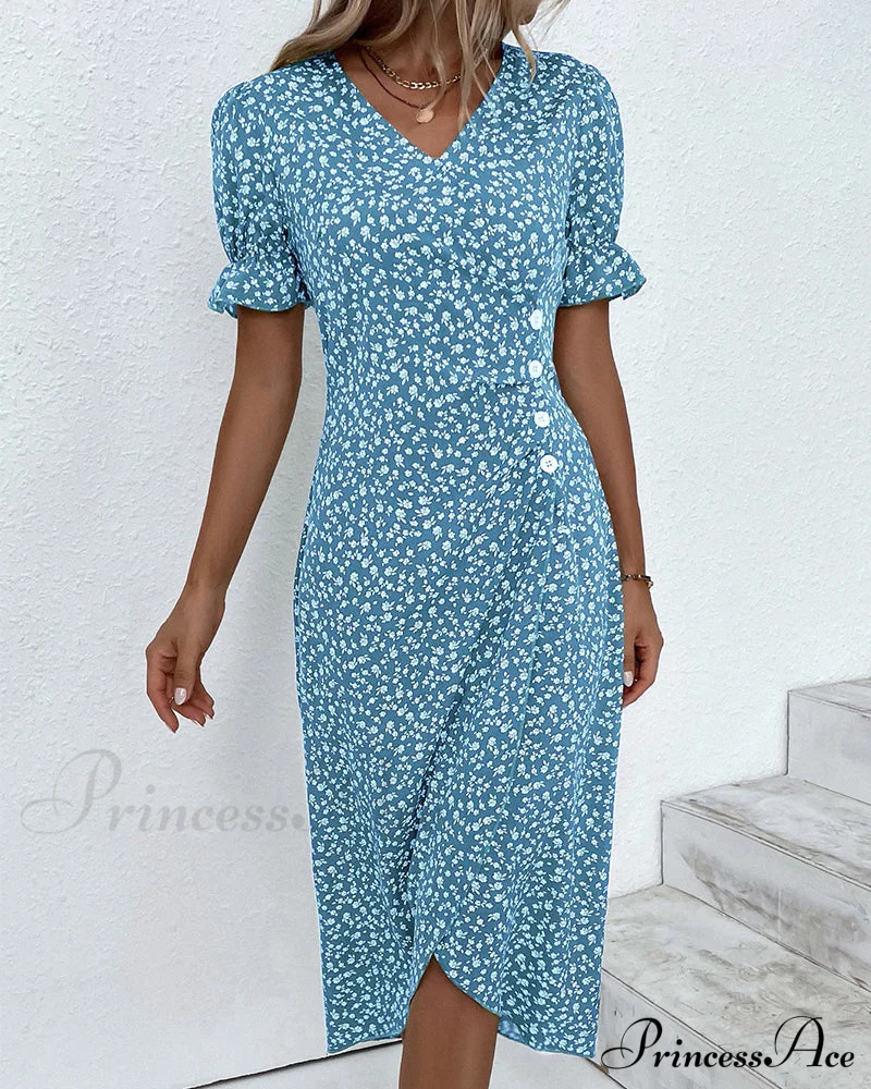 Floral button short sleeve dress - Image 7