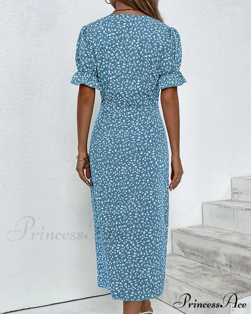 Floral button short sleeve dress - Image 9