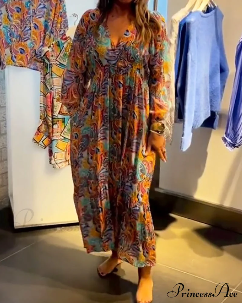 V neck A-Line Maxi Dress - Image 3