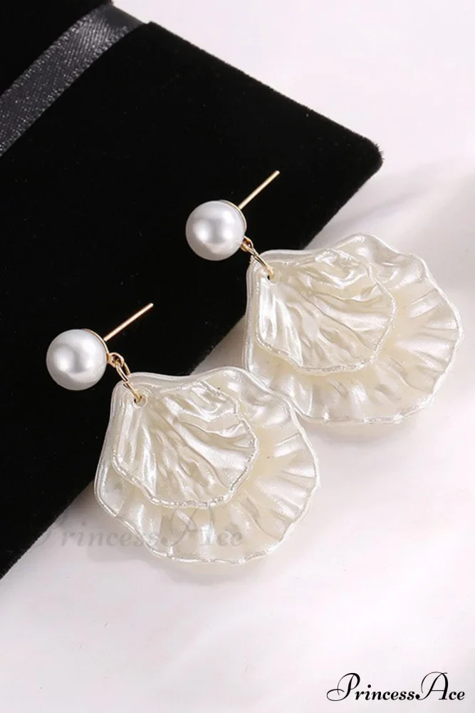 Resin Shell Earrings with Pearl Accent - Image 6