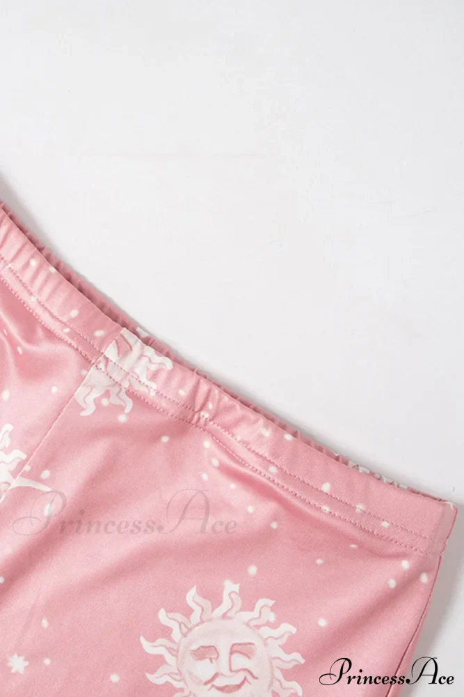 Pink Abstract Print Flares Pants - Image 5