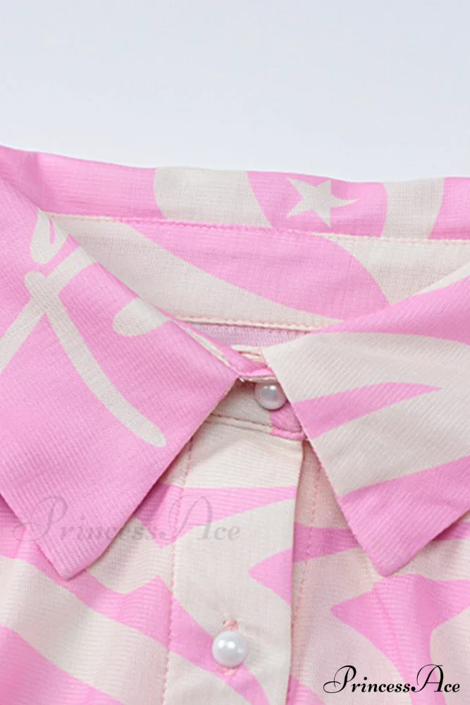 Mesh Printed Blouse in Pink - Image 5