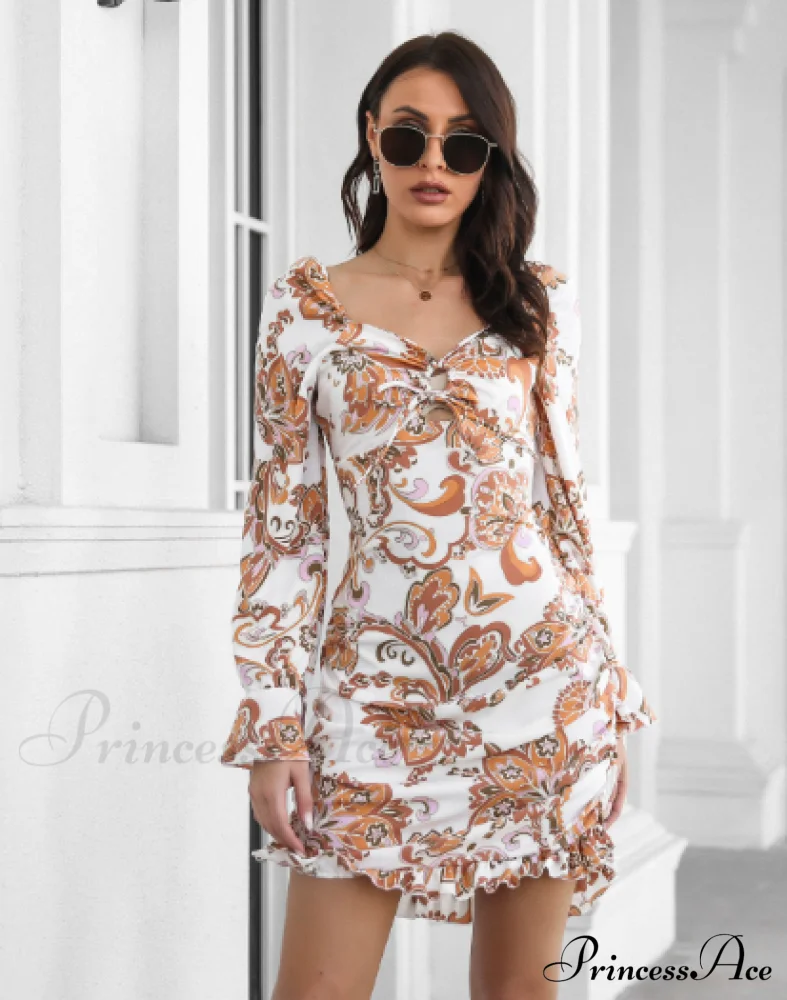 Ruffled Skirt with Printed Word Collar
