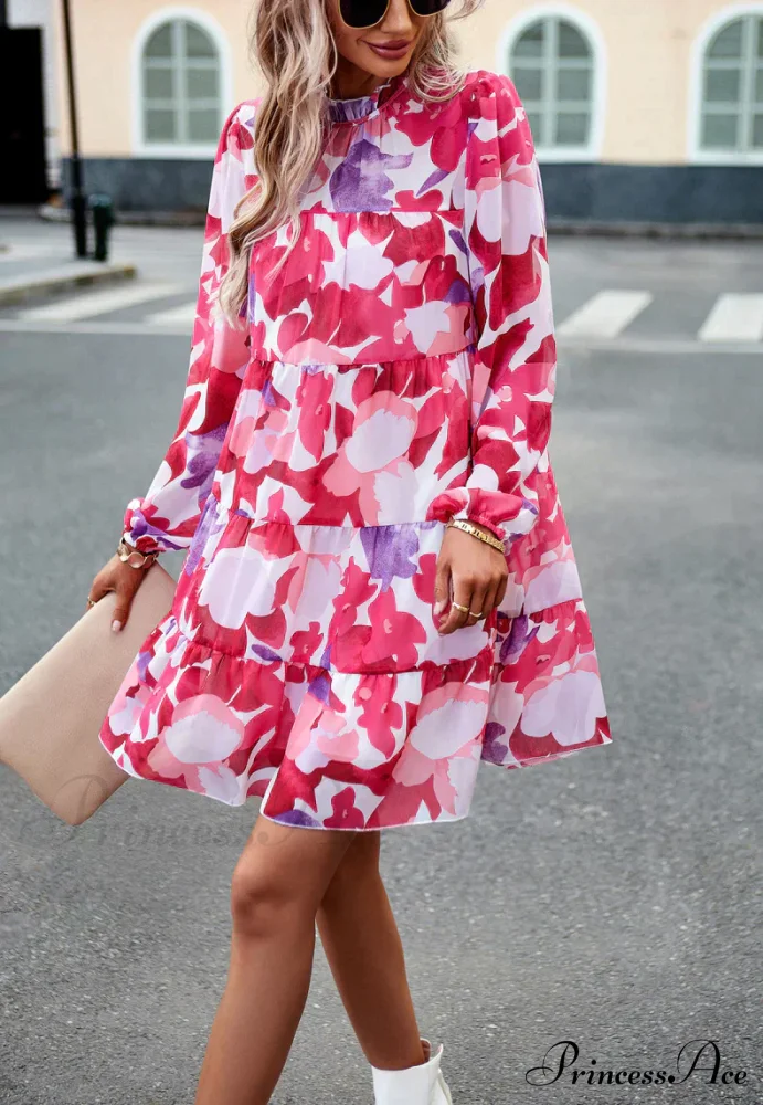 Long-Sleeved Short Dress with Print - Image 8