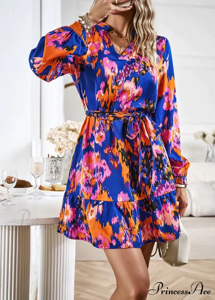 Long-Sleeved Shirt Dress with Print - Image 2