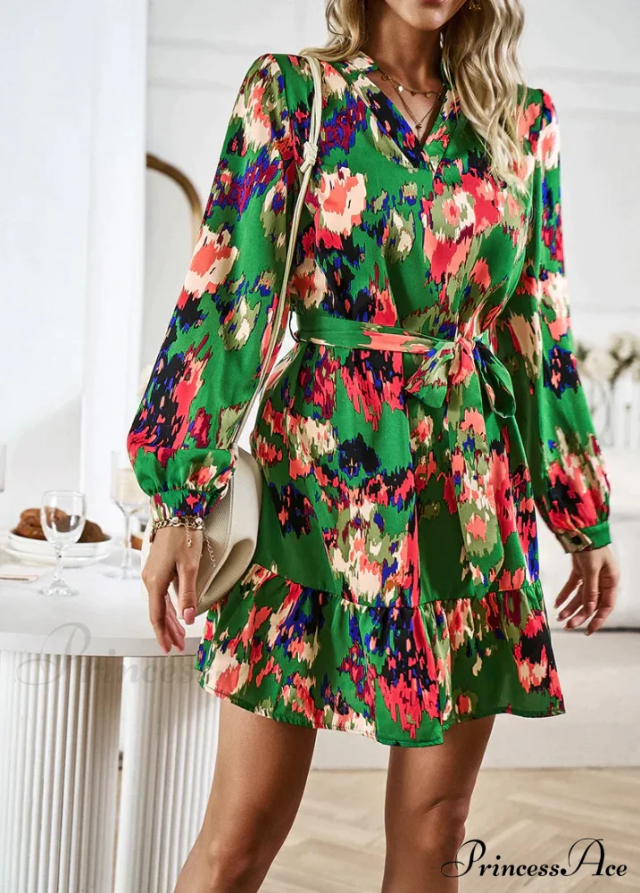 Long-Sleeved Shirt Dress with Print - Image 3