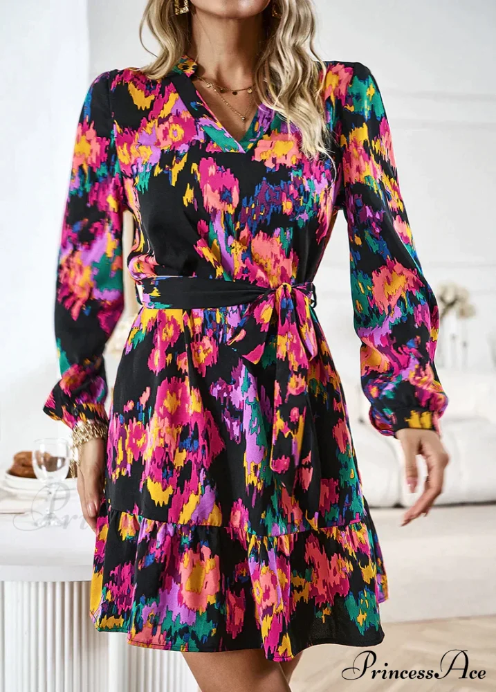 Long-Sleeved Shirt Dress with Print - Image 5