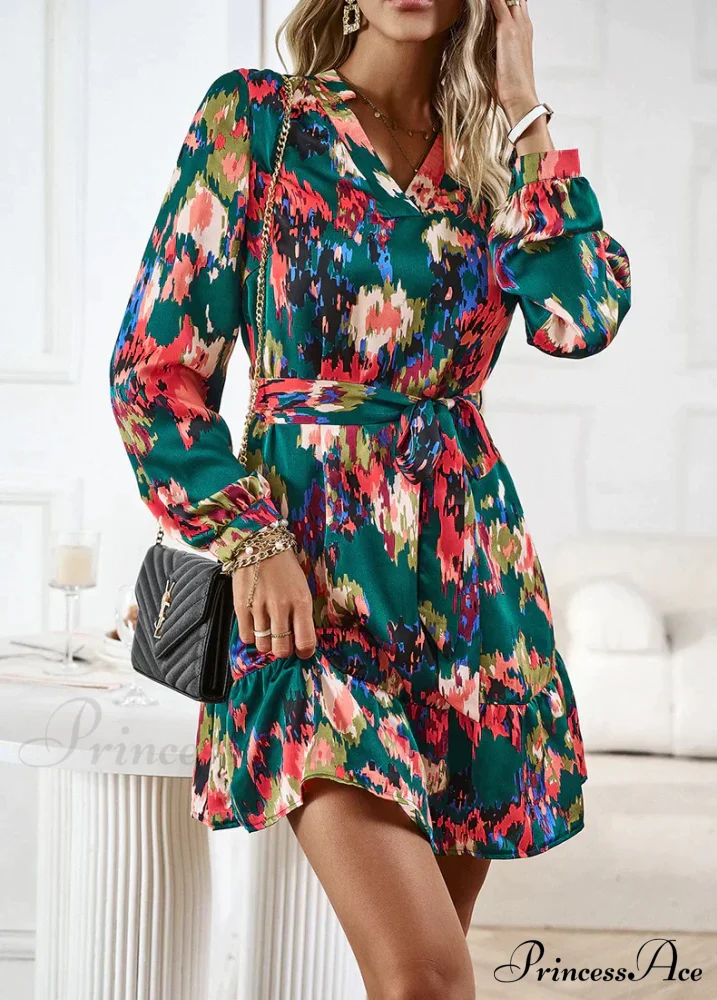 Long-Sleeved Shirt Dress with Print - Image 7