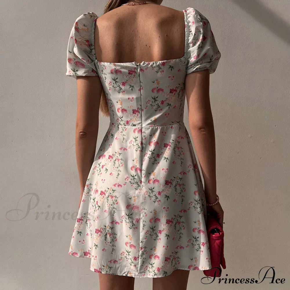 V-Neck Lace Up Lantern Sleeve Ruffles Dress - Image 10