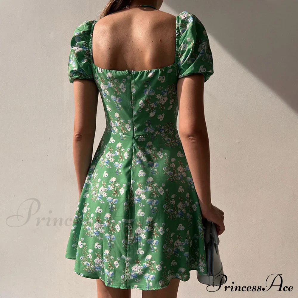 V-Neck Lace Up Lantern Sleeve Ruffles Dress - Image 8