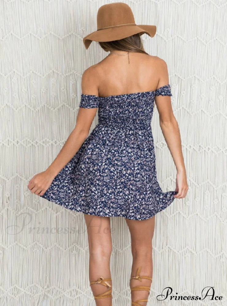 Off Shoulder Floral Mini Beach Dress - Image 6