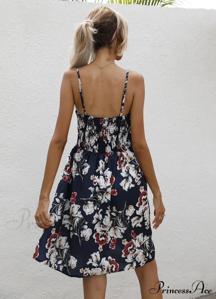 Sexy Suspenders V Neck Mini Skirt Casual Summer Floral Print Dress - Image 12