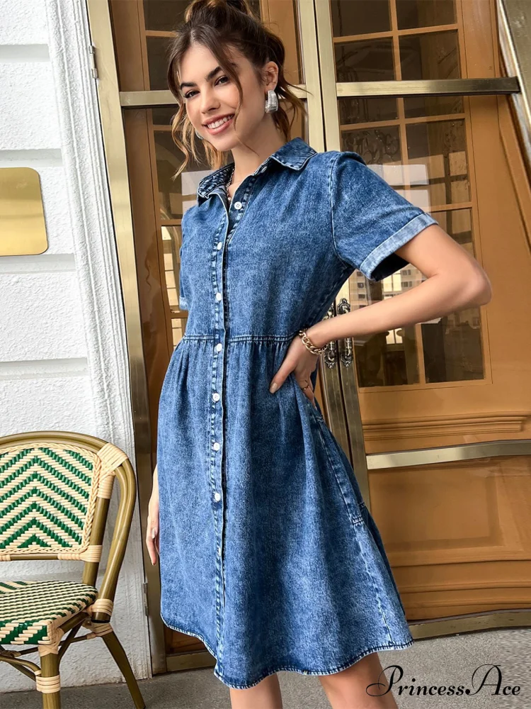 Timeless Allure Denim Shirt Dress