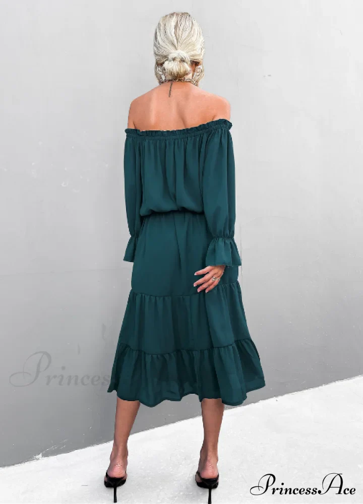 Elegant Lace-Up One-Shoulder Long Dress - Image 11