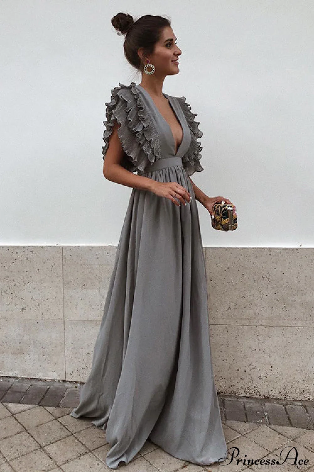 V Neck Ruffled High Waist Dress - Image 3