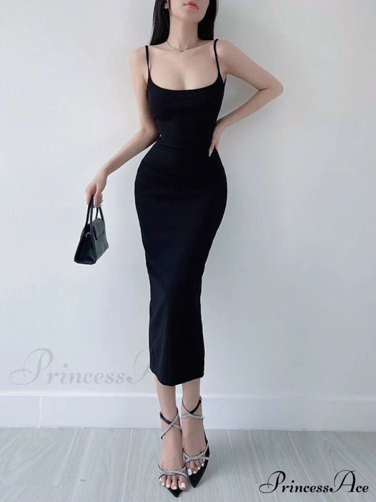 Khaki Midi Bodycon Dress with Spaghetti Straps and Ruched Detail - Image 5