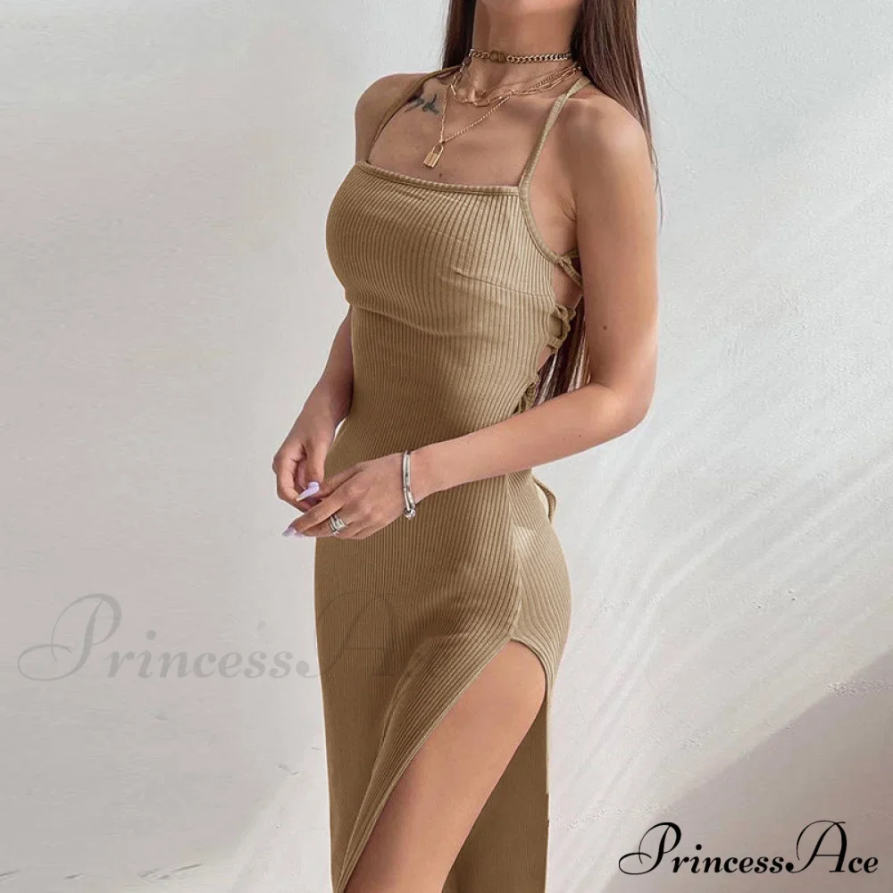 Knit Split Thigh Dress in Green - Image 7