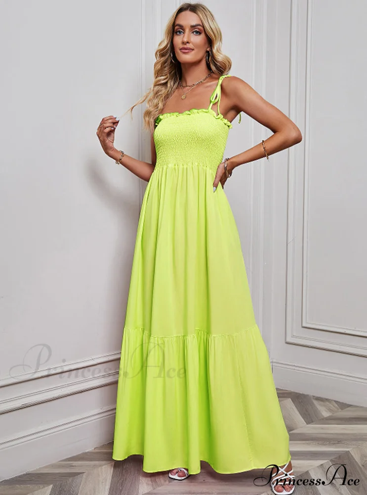 Black Maxi Dress with Tie Back and Ruffle Trim - Image 3