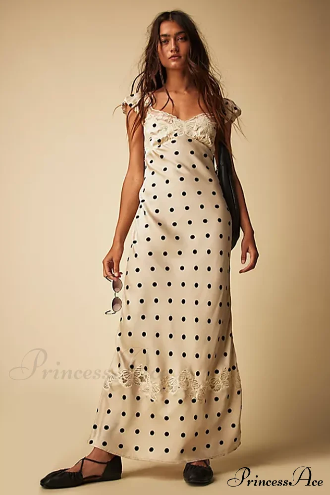 Butterfly Babe Lace Charming Polka Dot Maxi Dress - Image 4
