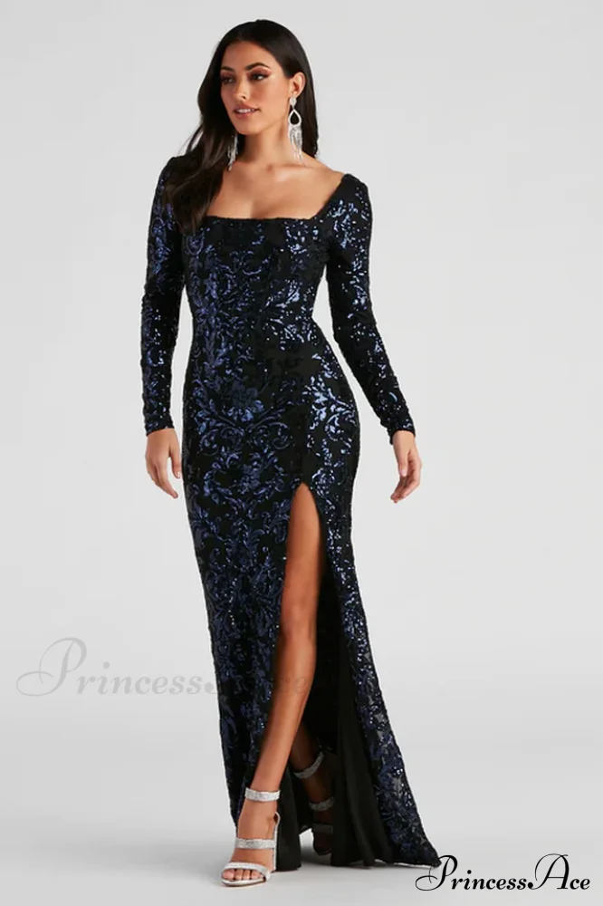 Arial Formal Stylish Sequin Lace-Up Dress - Image 2