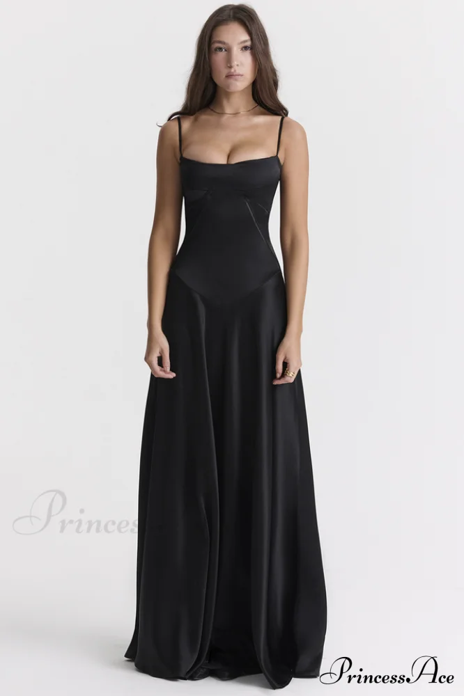 Anabella Black Lace Maxi Dress - Image 3