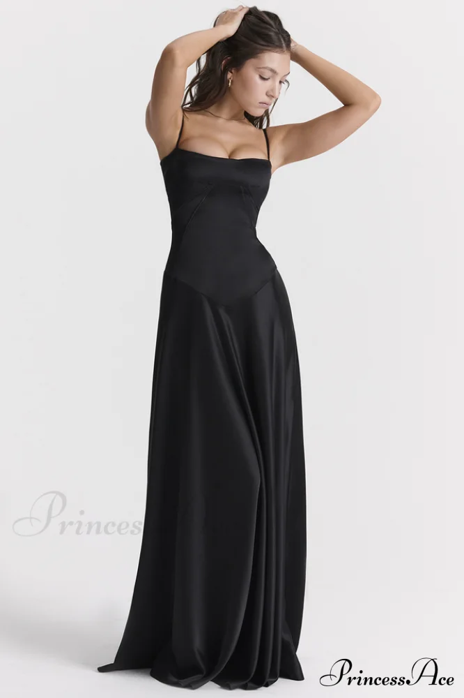 Anabella Black Lace Maxi Dress - Image 6