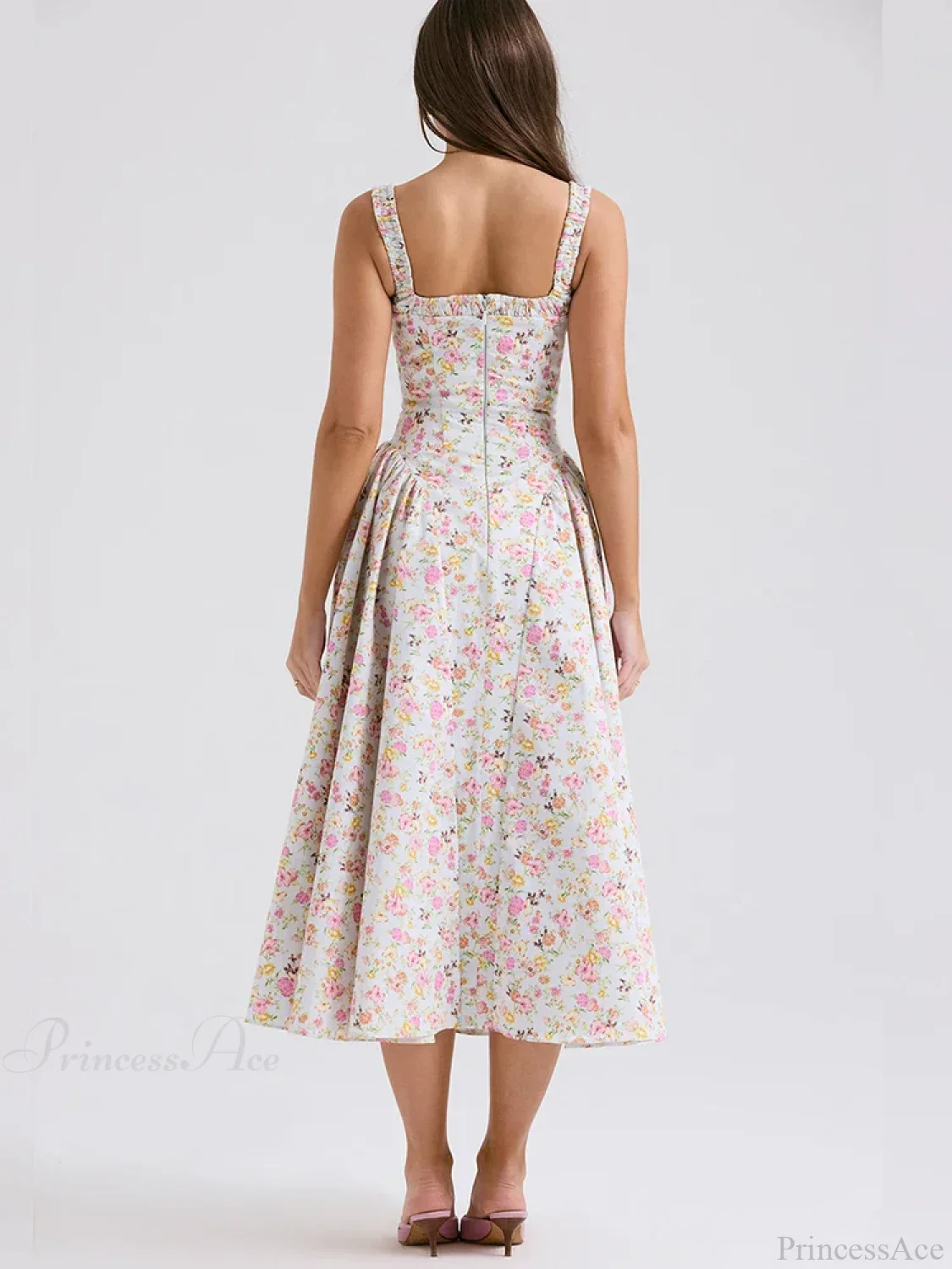 Print A-line Elegant Midi Vacation Dress - Image 5