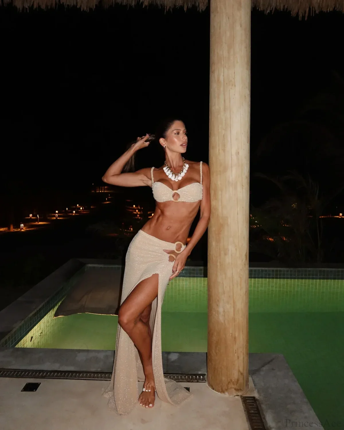 Print Bikini with Push Up Bottom Three Piece Swimsuit - Image 2