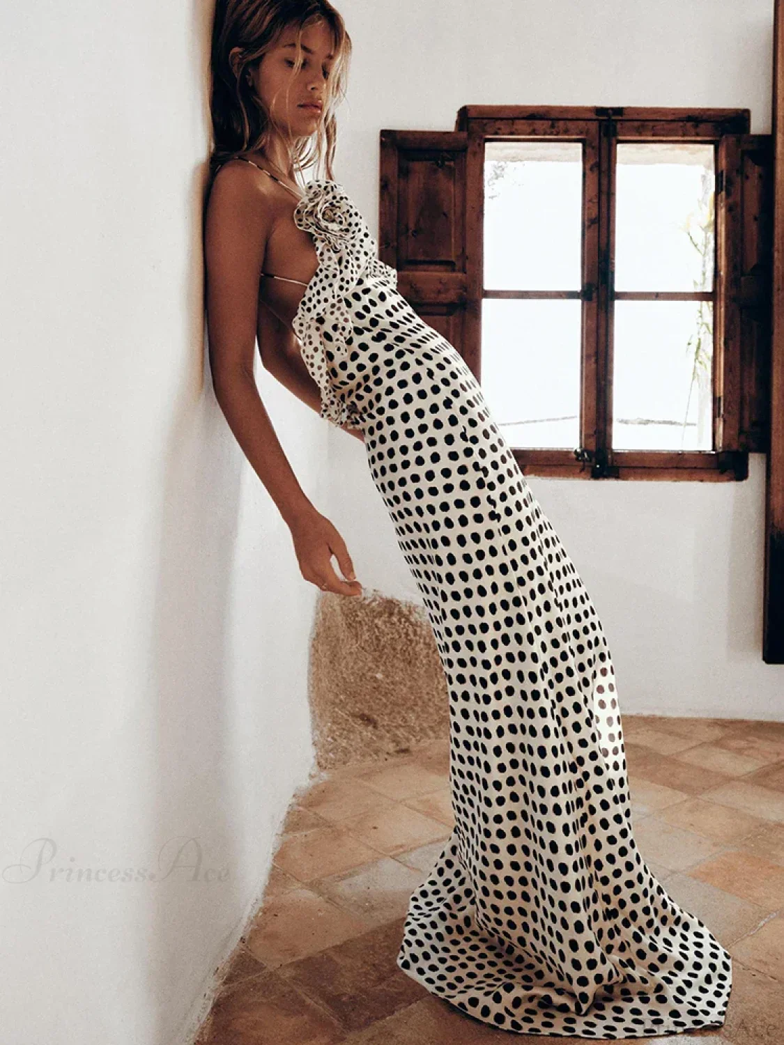 Print Dots Flower Vacation Dress - Image 2
