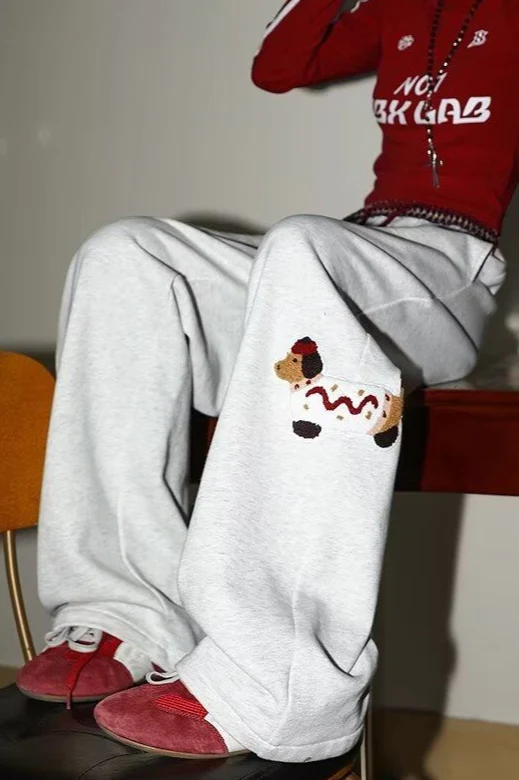 Print Loose Straight Leg Sweat Pants - Image 4