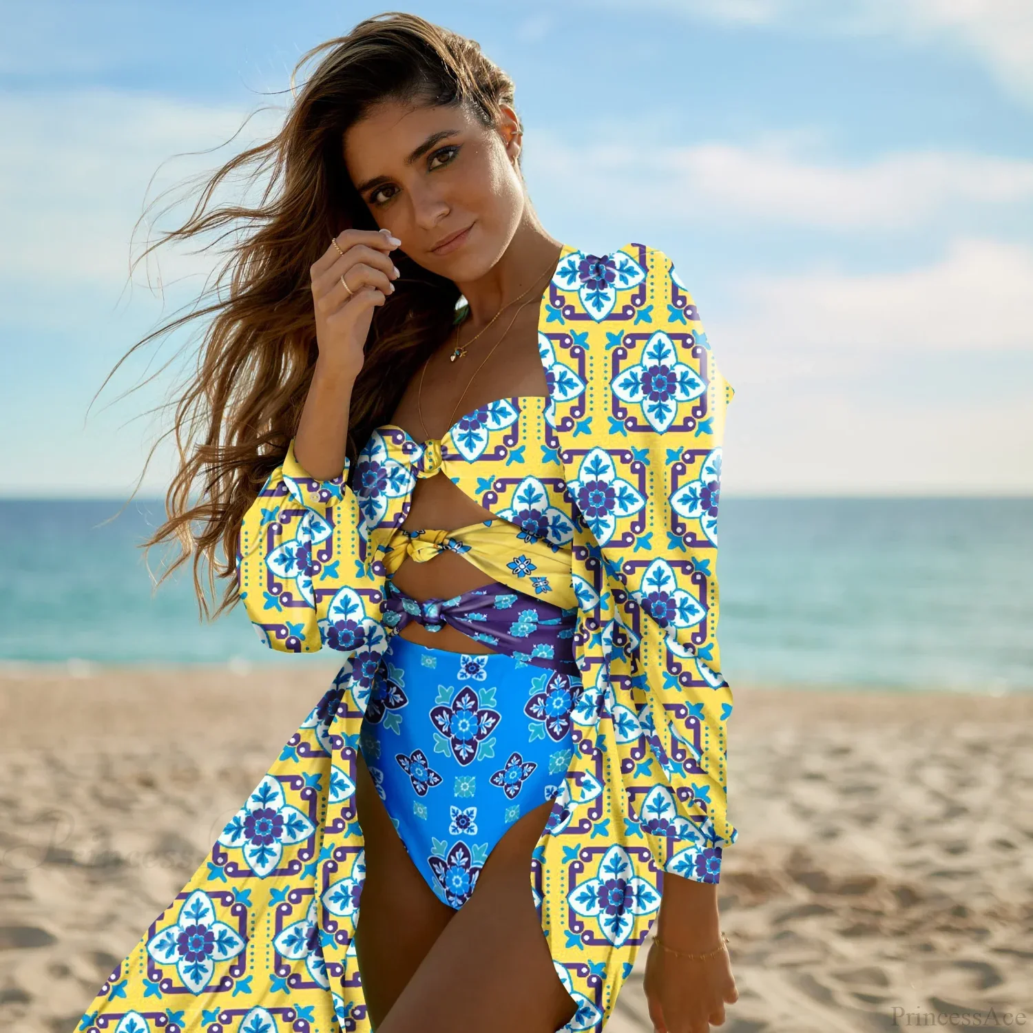 Print One-Piece Swimsuit Cover Up - Image 7