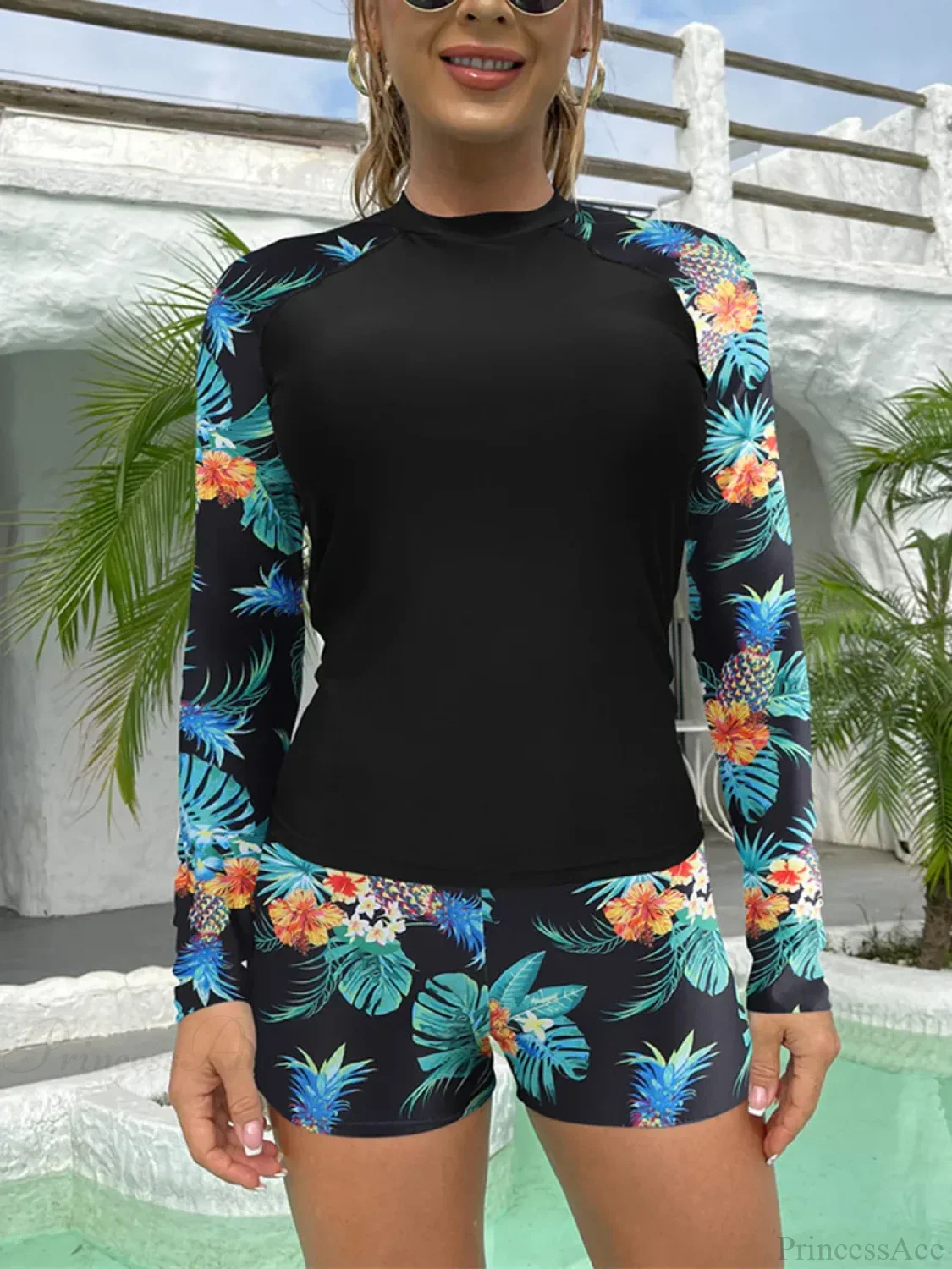 Print Push Up Diving Suit Two Piece Set - Image 5