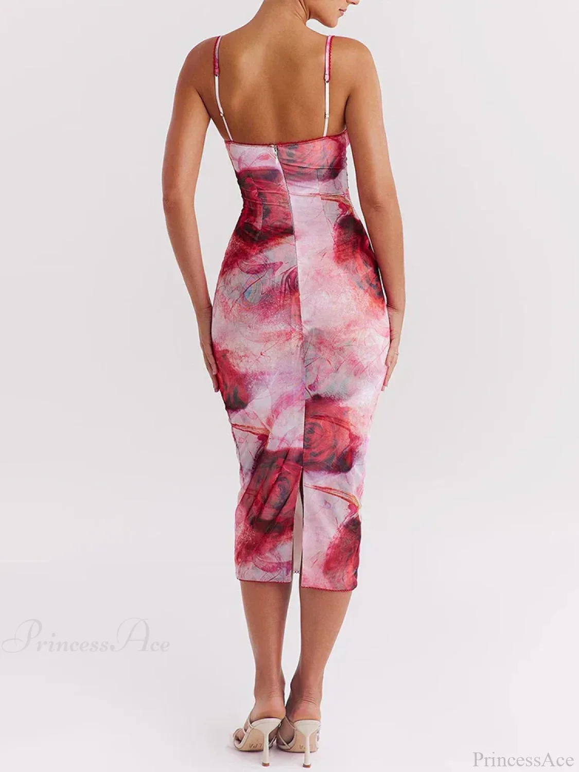 Print Slim Bodycon Midi Vacation Dress - Image 4