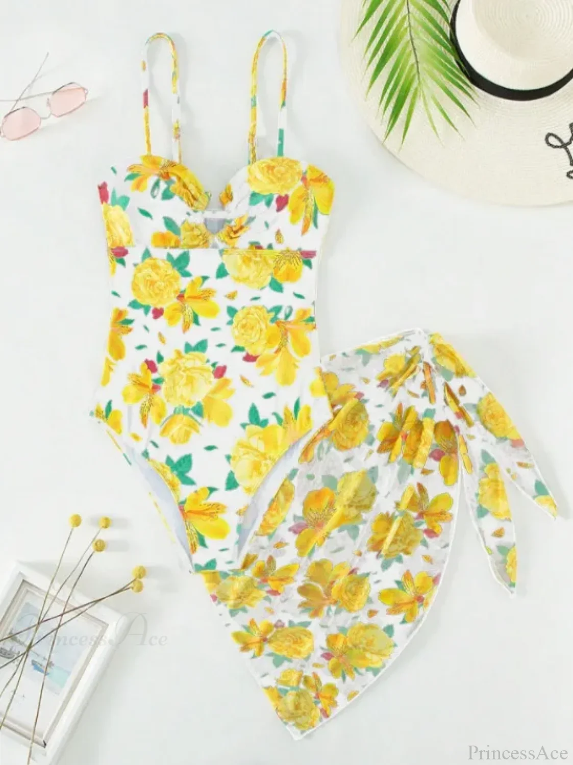 Print Strapped Push up Two Piece Set - Image 2