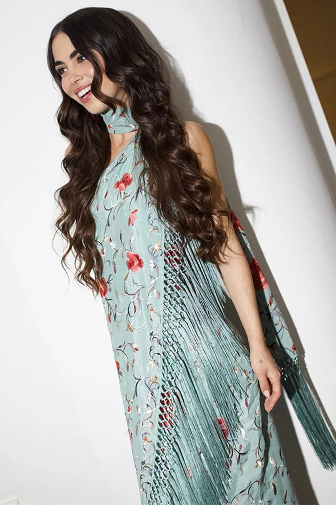 Print Tassels Sleeveless Backless Floral Dress - Image 2