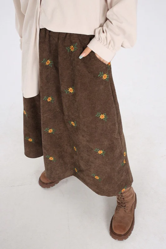 Printed Corduroy A-Line Skirt - Image 2