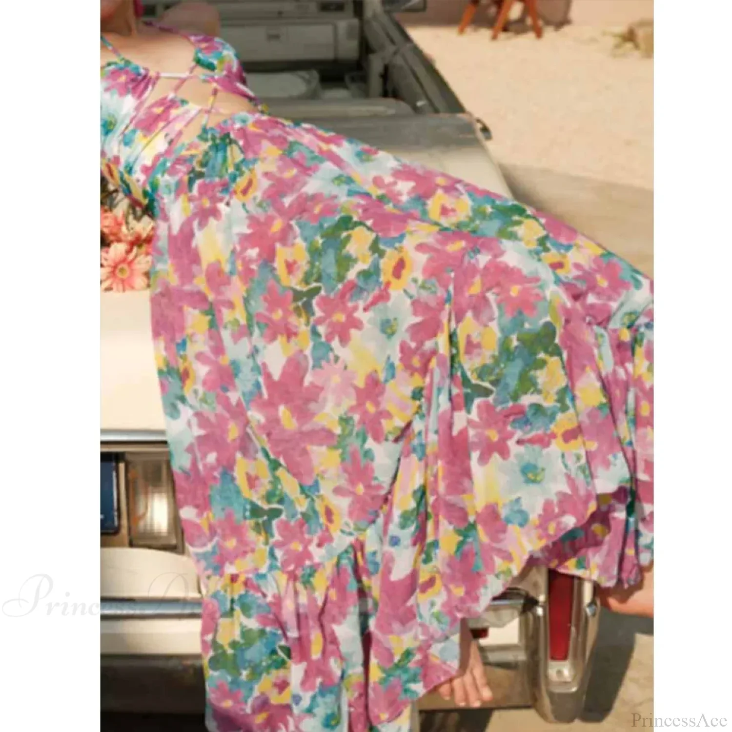 Printed Cutouts Tie One Piece Swimsuit - Image 3