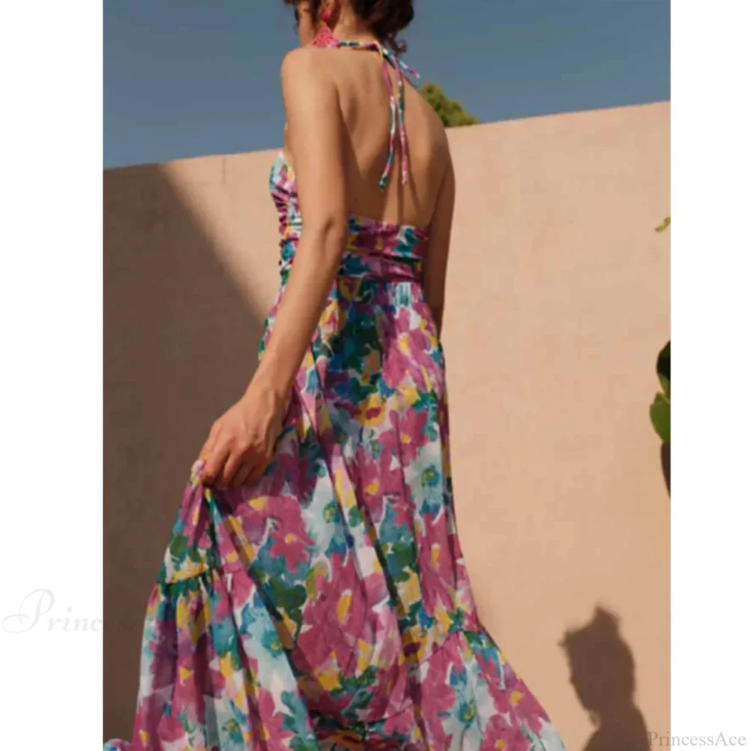 Printed Cutouts Tie One Piece Swimsuit - Image 4