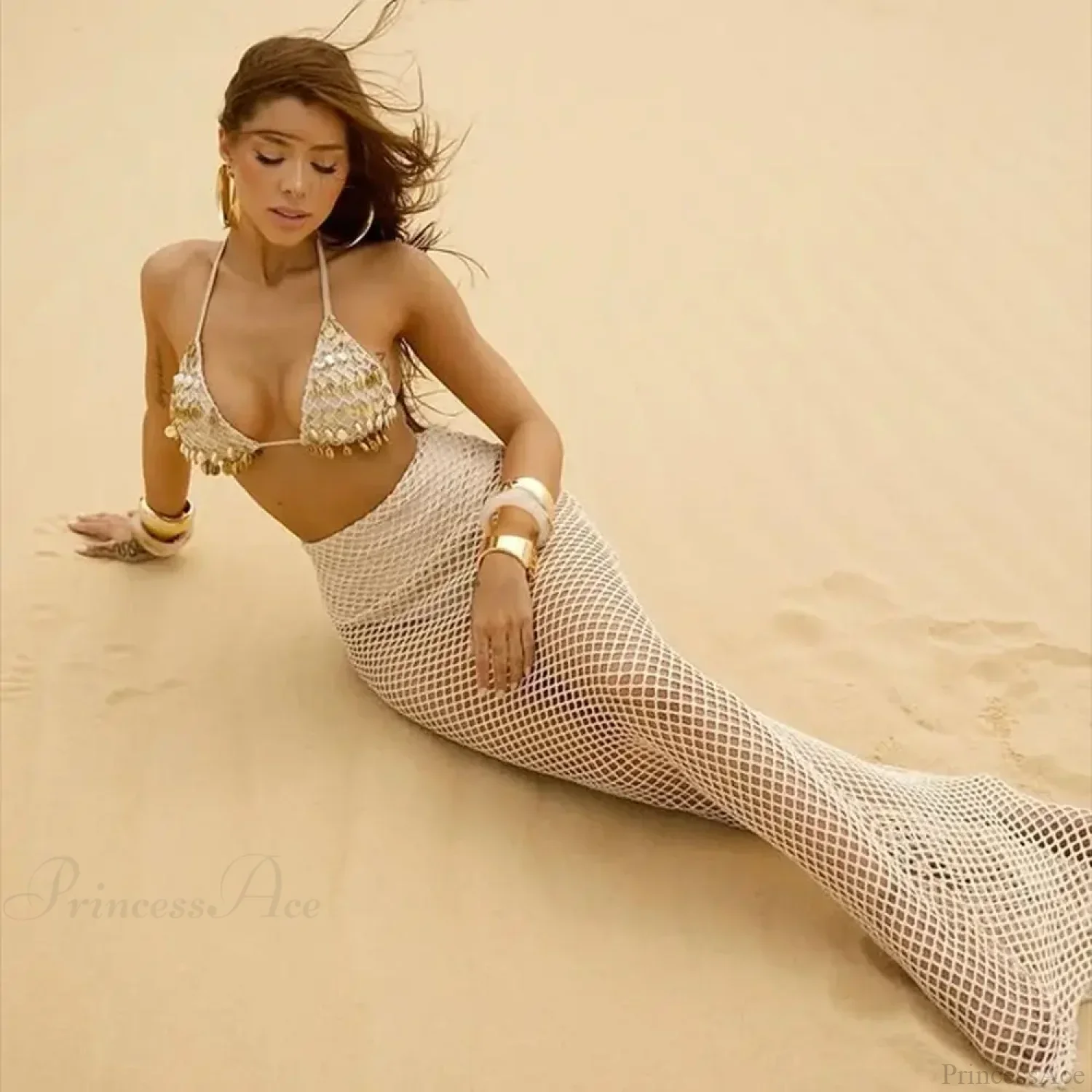 Printed Diamond Skirt Style Bikini Set - Image 3