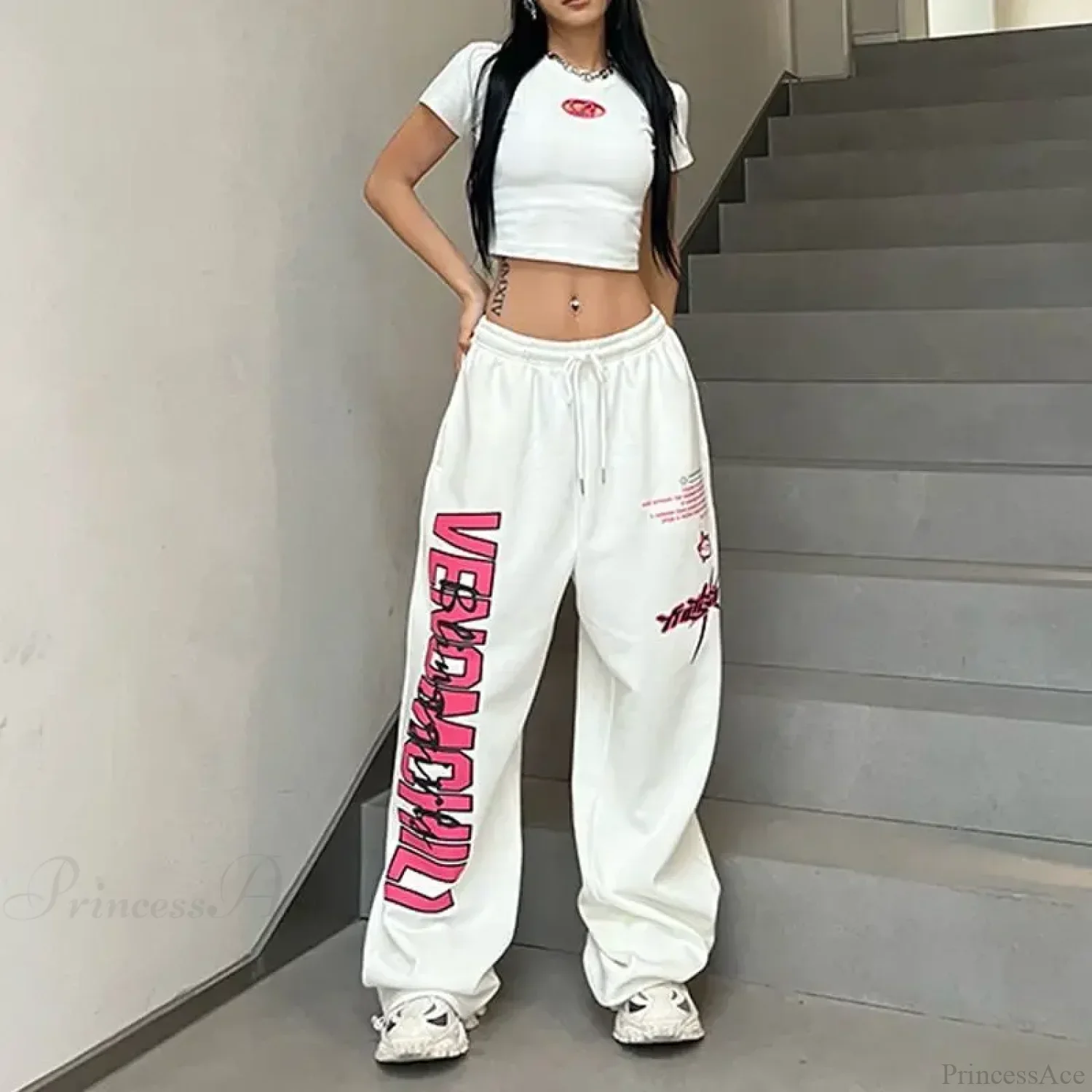 Printed Drawstring Casual Pants - Image 4